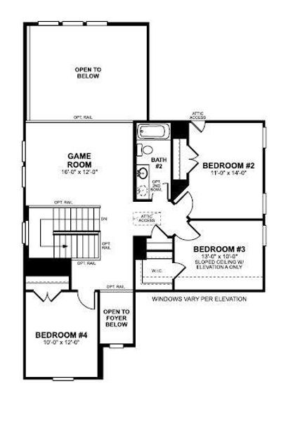 2D floor plan layout of this home in Cascades at Onion Creek, Austin, TX (Image 5). 2D floor plan layout of this home in Cascades at Onion Creek, Austin, TX (Image 5).