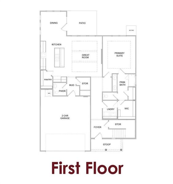2D floor plan layout of this home in Rosewood Lake Preserve, Hoschton, GA (Image 6).