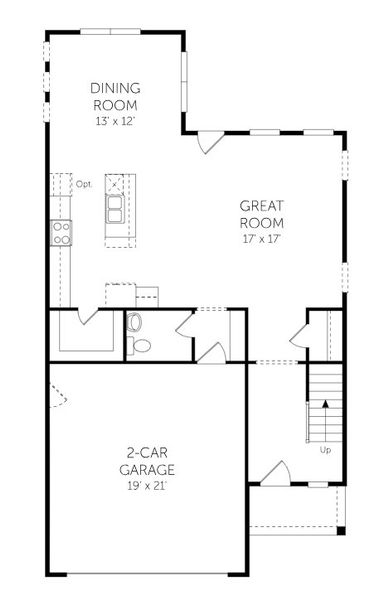 2D floor plan layout for the Finley - Single Family Homes by Dream Finders Homes in Abbey Walk, Moncks Corner, SC (Image 4).
