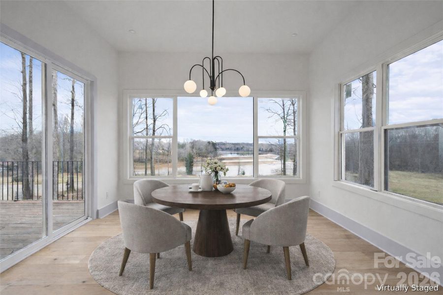 Virtually Staged Second Dining/Nook Overlooking Lake Norman