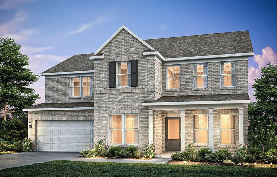 Front exterior of a new home in Anderson Point Estates, McDonough, GA, highlighting curb appeal (Image 1).