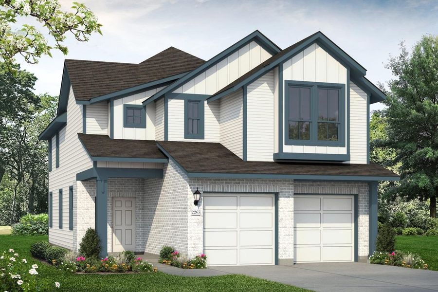 Representative exterior photo of a completed home built from the Hunters Ranch 2265 by Brohn Homes in Hunters Ranch, San Antonio, TX (Image 1).