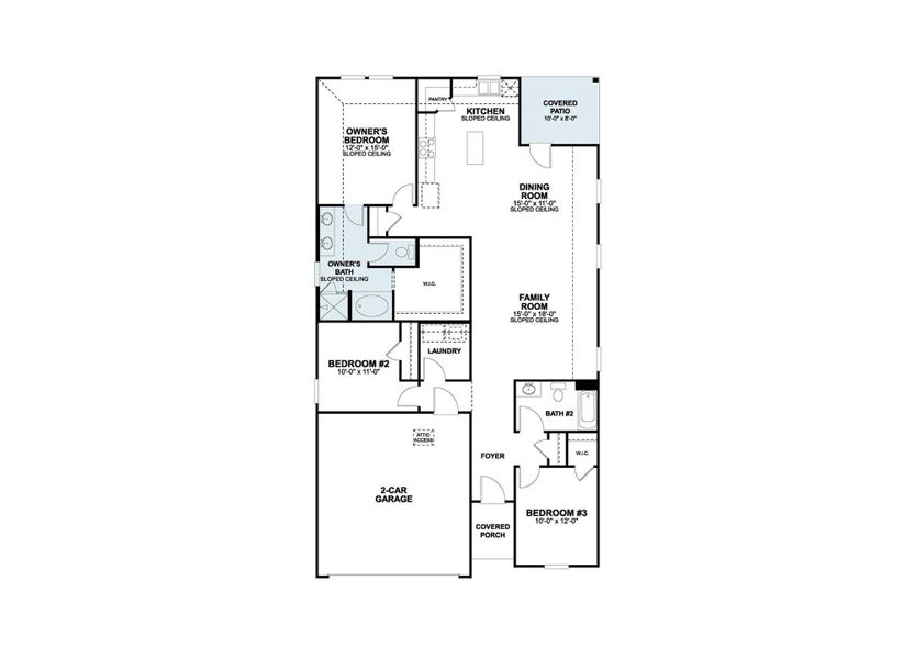 2D floor plan layout of this home in Cascades at Onion Creek, Austin, TX (Image 4).