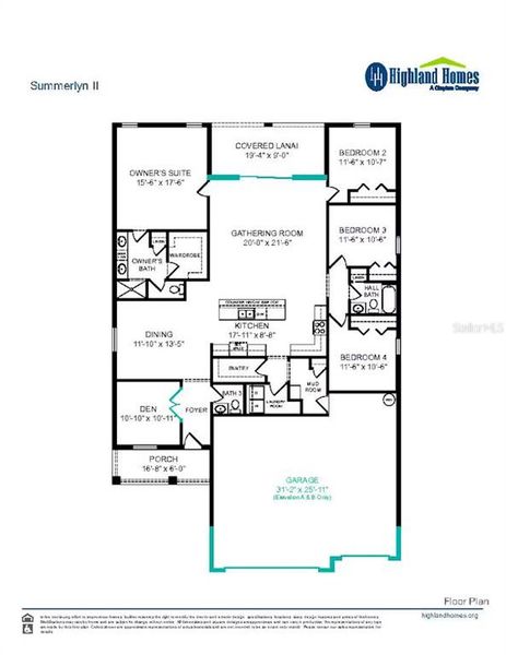 2D floor plan layout of this home in Copperleaf, Ocala, FL (Image 2).