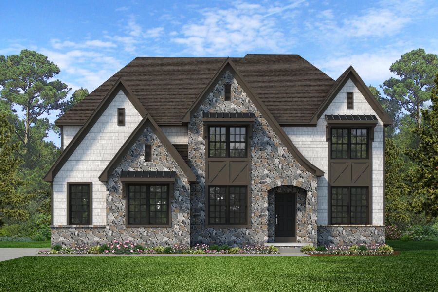 Representative exterior photo of a completed home built from the Devonshire by Keystone Custom Homes in McLean South Shore, Belmont, NC (Image 42).