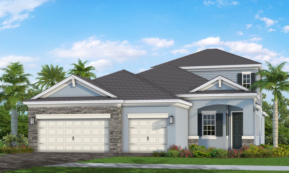 Representative exterior photo of a completed home built from the Ocean Front by Neal Communities in Boca Royale Golf & Country Club at Wellen Park, Englewood, FL (Image 2).