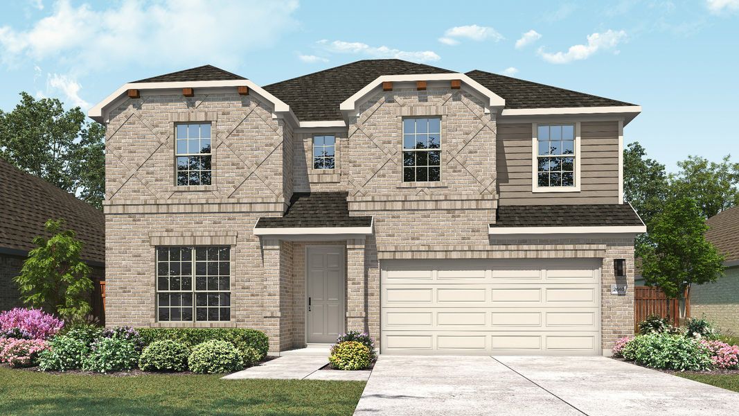 Representative exterior photo of a completed home built from the Magnolia by DRB Homes in Devine Landing, Leander, TX (Image 2). Representative exterior photo of a completed home built from the Magnolia by DRB Homes in Devine Landing, Leander, TX (Image 2).