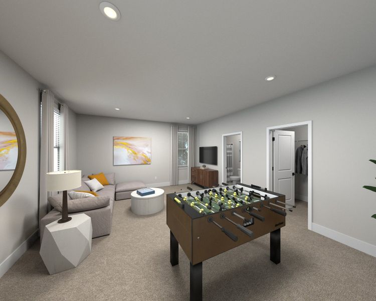 The upstairs bonus room gives the kids a place to hangout.