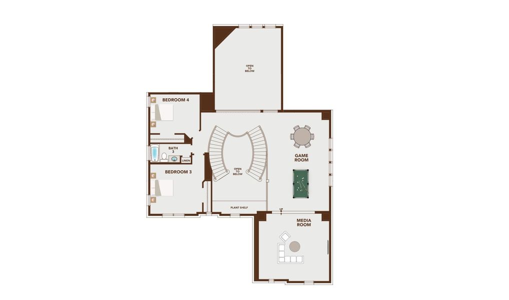 2D floor plan layout for the Downton Abbey by Grand Homes in Grand Estates of Anna, Anna, TX (Image 4). 2D floor plan layout for the Downton Abbey by Grand Homes in Grand Estates of Anna, Anna, TX (Image 4).