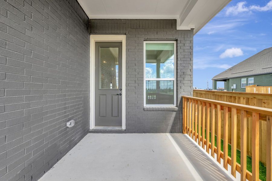 Exterior details and patio area of a home in Mayfair - Select Garden Series, New Braunfels (Image 3).