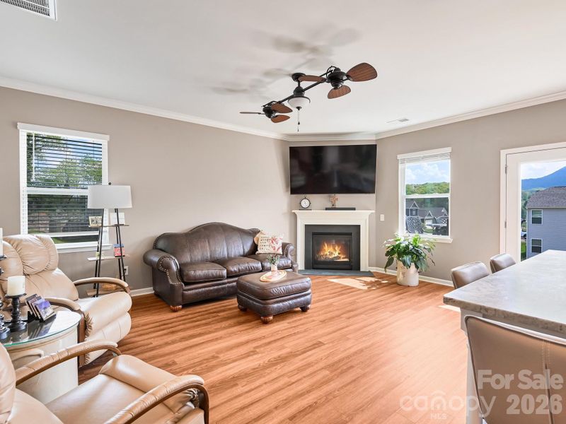 Living Room with Gas F. Place & Mtn Views