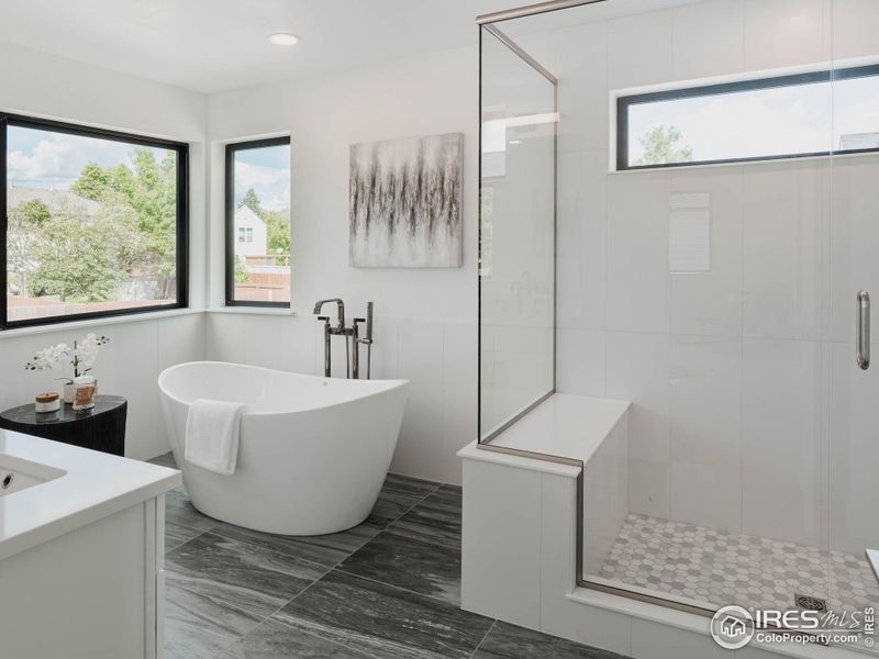 Bathroom inspiration from other new builds in the neighborhood.