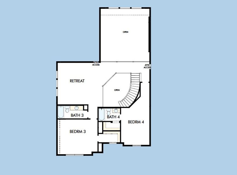 2D floor plan layout for the The Jericho by David Weekley Homes in Whyburn Estate Series, Flower Mound, TX (Image 4).