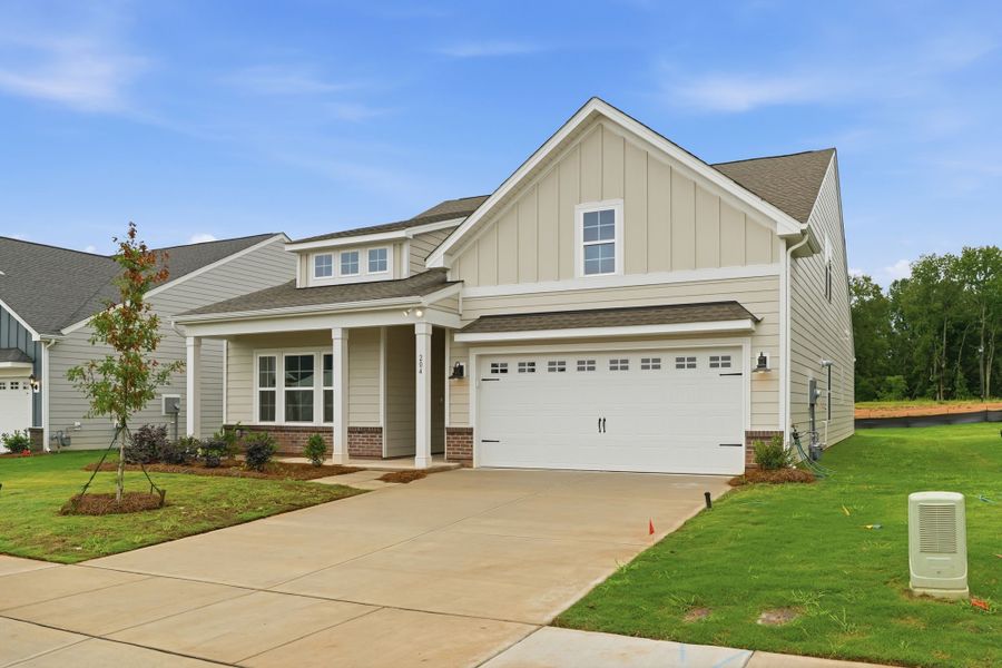 Front exterior of a new home in Willowbrook, Shelby, NC, highlighting curb appeal (Image 2). Front exterior of a new home in Willowbrook, Shelby, NC, highlighting curb appeal (Image 2).