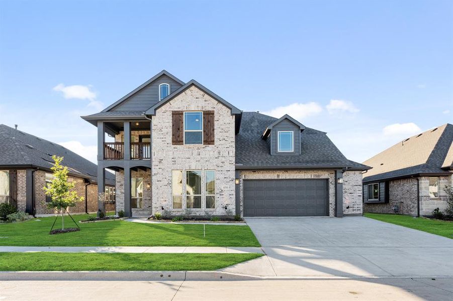 Front exterior of a new home in Bear Creek Classic 60, Lavon, TX, highlighting curb appeal (Image 1). Front exterior of a new home in Bear Creek Classic 60, Lavon, TX, highlighting curb appeal (Image 1).