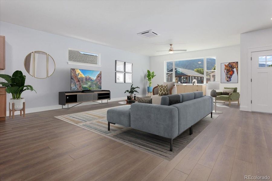Virtually staging shown in living space