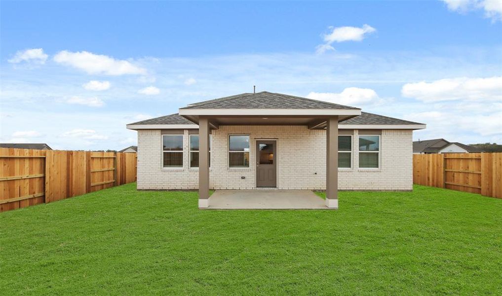 Great backyard with covered patio