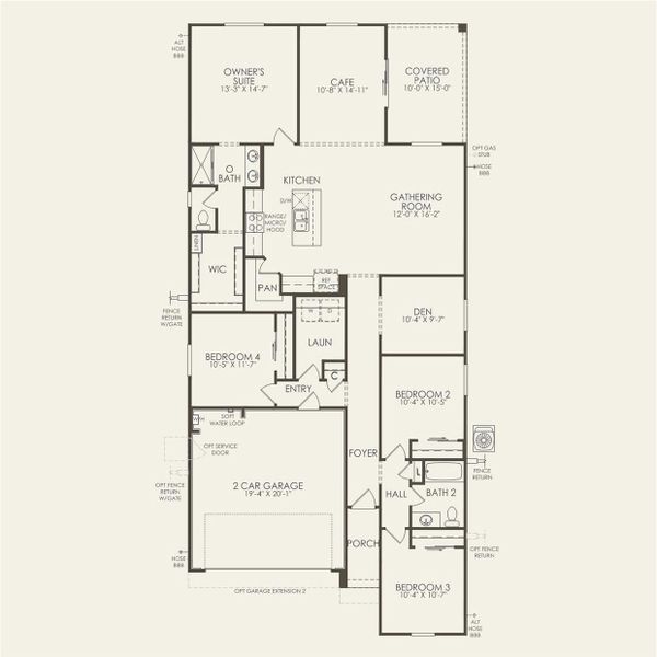 2D floor plan layout for the Sunbird by Pulte Homes in Shadow Ridge, Avondale, AZ (Image 3).