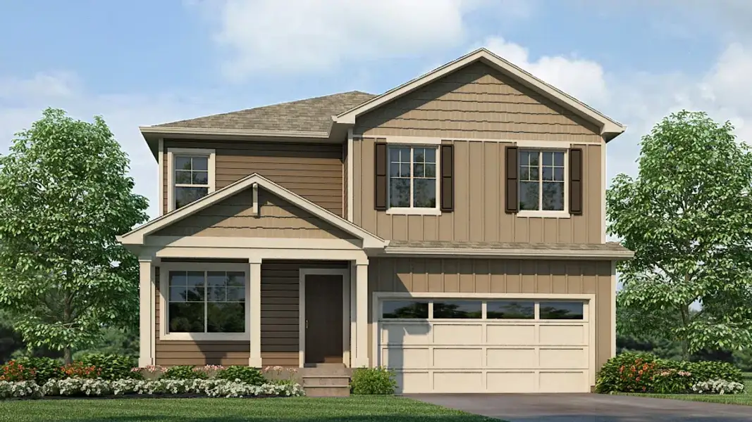 Representative exterior photo of a completed home built from the Bellamy by D.R. Horton in Vista Meadows, Fort Lupton, CO (Image 2).