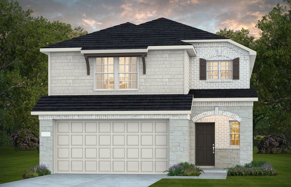 Representative exterior photo of a completed home built from the Coolidge by Centex in Pinara Pines, Conroe, TX (Image 13). Representative exterior photo of a completed home built from the Coolidge by Centex in Pinara Pines, Conroe, TX (Image 13).
