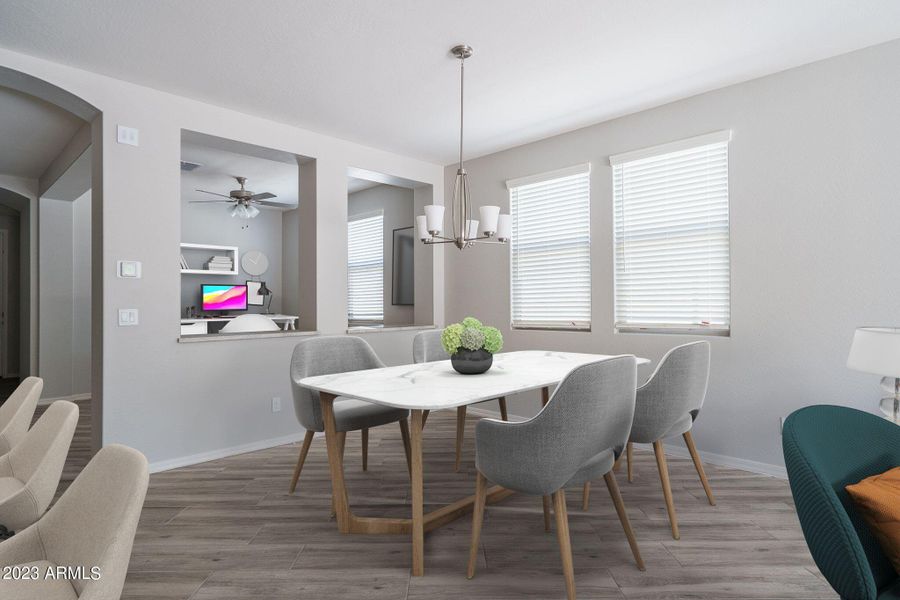 Furnished interior in a model home at Calistoga at Estrella Commons in Goodyear (Image 25). Furnished interior in a model home at Calistoga at Estrella Commons in Goodyear (Image 25).