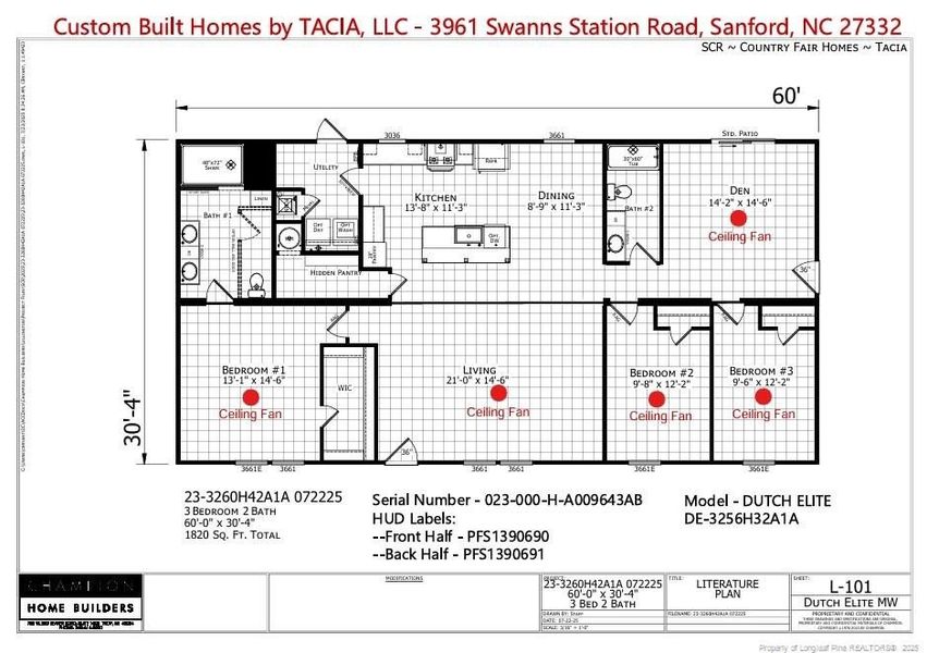 Floor Plan - 30' 4" x 60' - 1820 sq ft Floor Plan - 30' 4" x 60' - 1820 sq ft