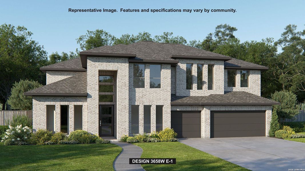 Front exterior of a new home in The Dominion, San Antonio, TX, highlighting curb appeal (Image 1). Front exterior of a new home in The Dominion, San Antonio, TX, highlighting curb appeal (Image 1).