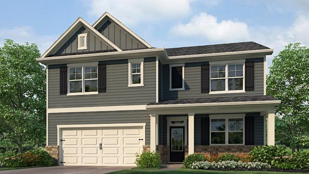 Front exterior of a new home in Parkside at Carter Grove, Cartersville, GA, highlighting curb appeal (Image 1). Front exterior of a new home in Parkside at Carter Grove, Cartersville, GA, highlighting curb appeal (Image 1).