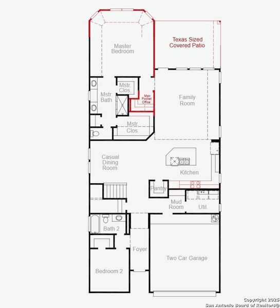 2D floor plan layout of this home in Sunflower Ridge, New Braunfels, TX (Image 5).