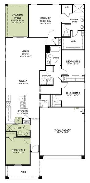2D floor plan layout of this home in Icon at Thunderbird, Glendale, AZ (Image 3).