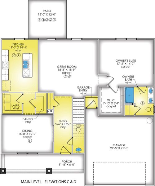 Main Level Elevations C & D
