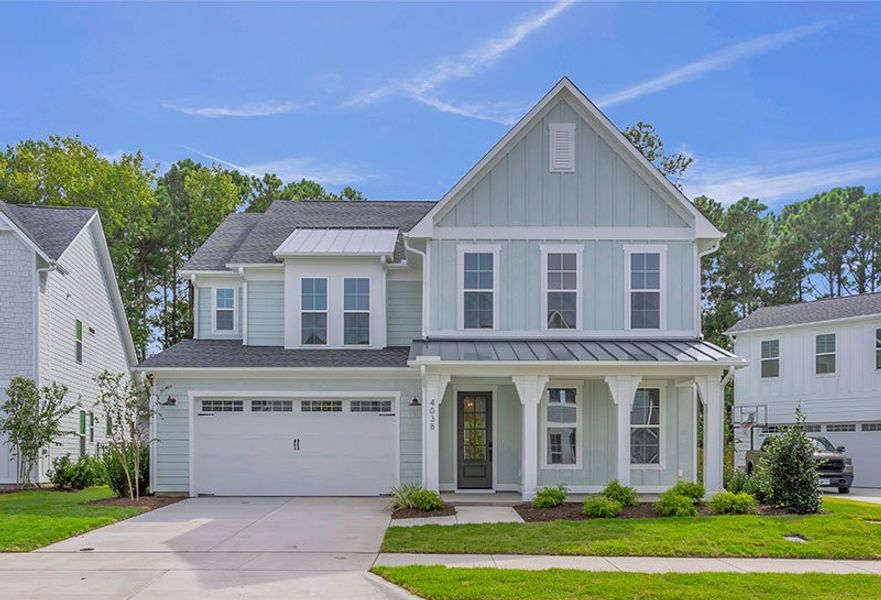 Representative exterior photo of a completed home built from the The Hampton by RobuckHomes in Stonehenge, Raleigh, NC (Image 45).