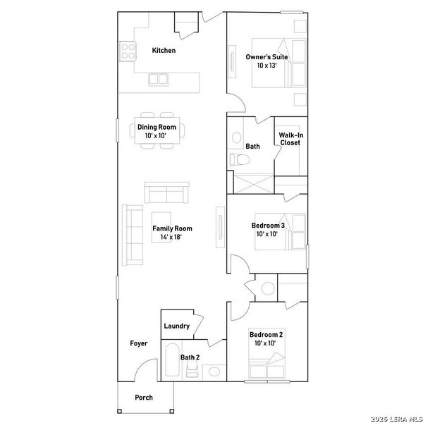 2D floor plan layout of this home in Navarro Ranch, Seguin, TX (Image 3).