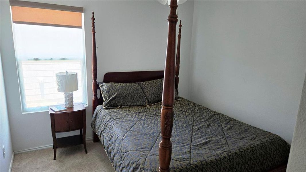 Bedroom featuring light-colored walls and carpeted flooring