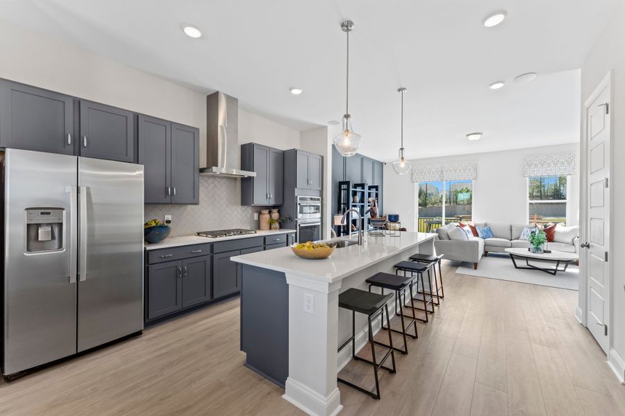 kitchen with large island and seating