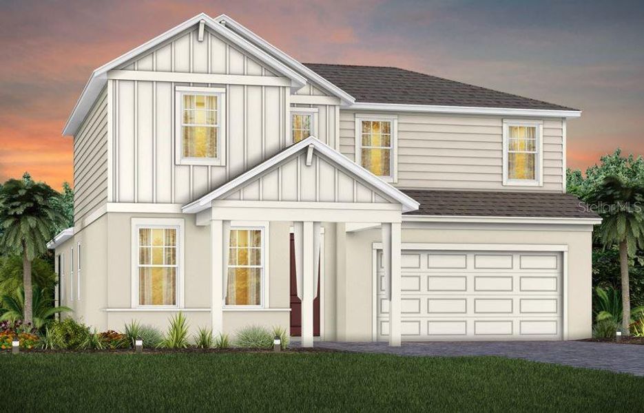 Exterior Design. Artistic rendering for this new construction home. Pictures are for illustrative purposes only. Elevations, colors and options may vary.