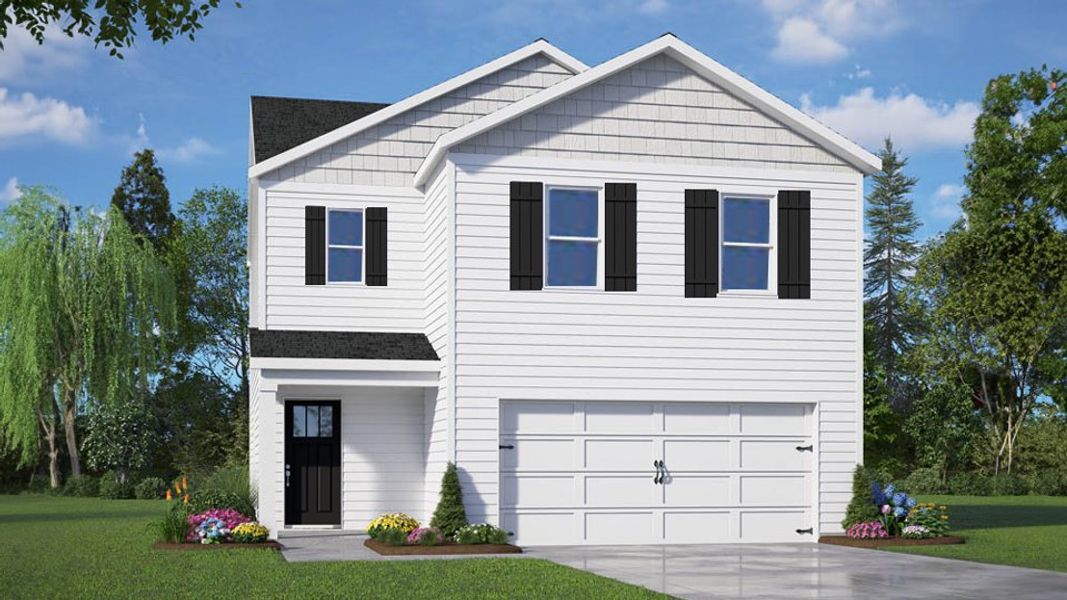 Representative exterior photo of a completed home built from the TAYLOR by D.R. Horton in Galvins Ridge, Sanford, NC (Image 1).