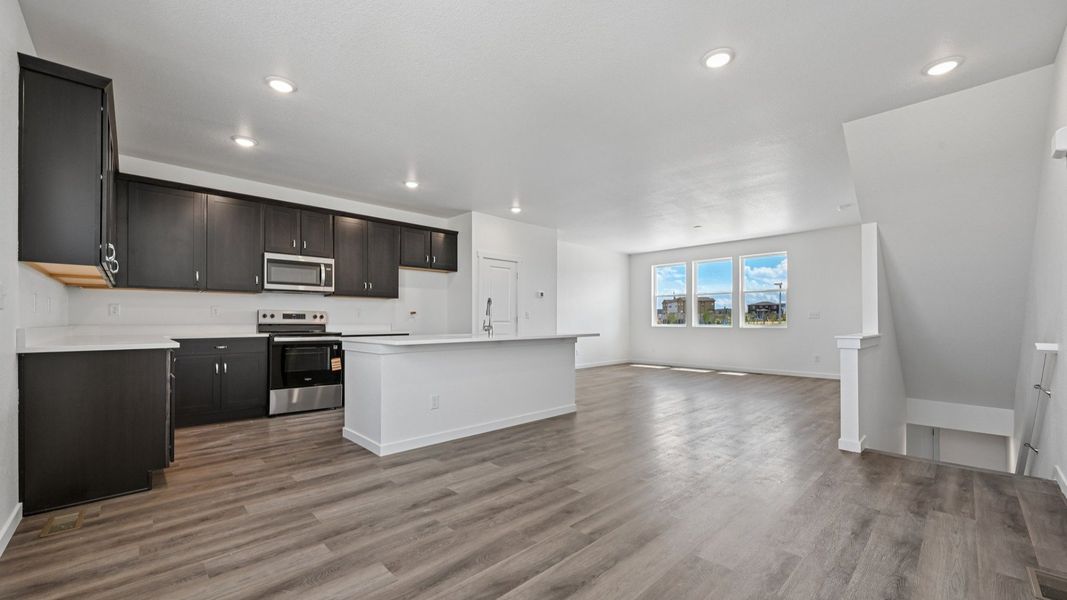 Furnished interior view inside a new home in Windler Townhomes, Aurora (Image 18). Furnished interior view inside a new home in Windler Townhomes, Aurora (Image 18).