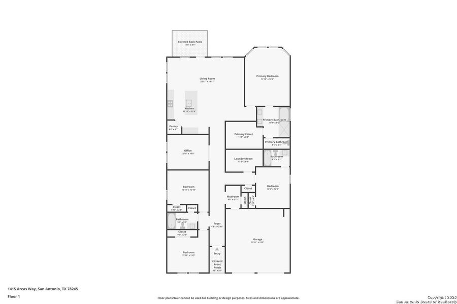 2D floor plan layout of this home in Arcadia Ridge - Classic Series, San Antonio, TX (Image 5).