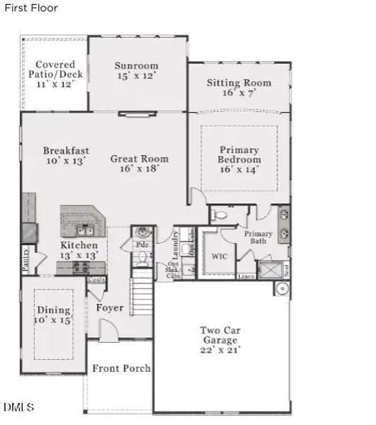 2D floor plan layout of this home in Holston, Fuquay Varina, NC (Image 2).