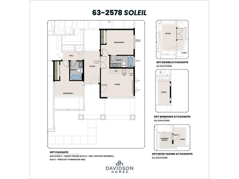 2D floor plan layout for the The Soleil C by Davidson Homes LLC in Hidden Hills, Prescott, AZ (Image 5).