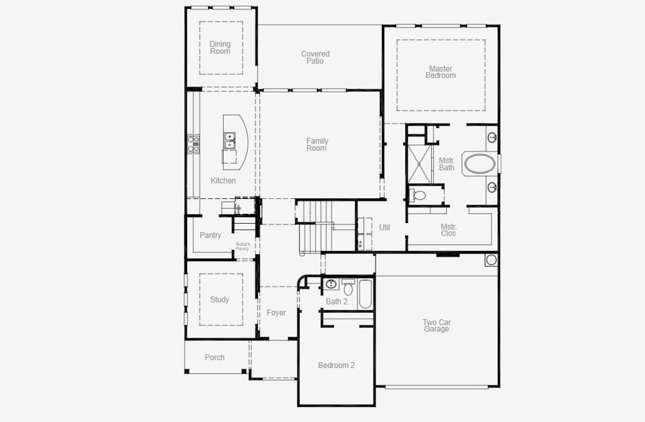 2D floor plan layout of this home in Wildflower Ranch, Fort Worth, TX (Image 4).