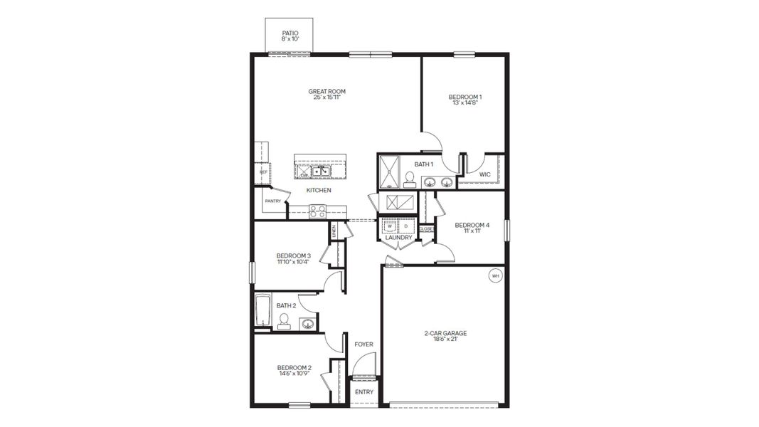 2D floor plan layout for the Fletcher by D.R. Horton in Mandarin Grove, Palmetto, FL (Image 3). 2D floor plan layout for the Fletcher by D.R. Horton in Mandarin Grove, Palmetto, FL (Image 3).