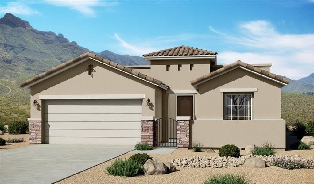 Representative exterior photo of a completed home built from the Valencia II by Hakes Brothers in Emerald Estates, El Paso, TX (Image 20).