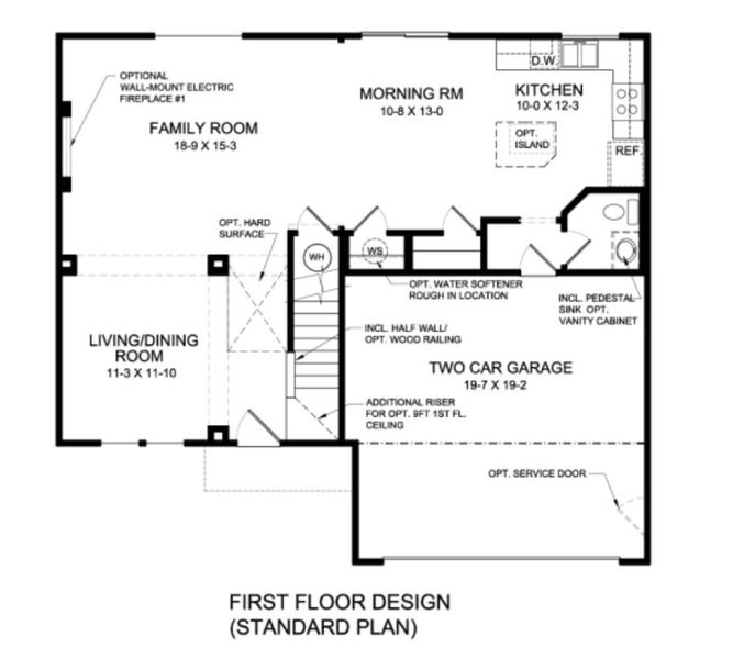 2D floor plan layout for the Greenbriar by Fischer Homes in Three Rivers, Euharlee, GA (Image 5).