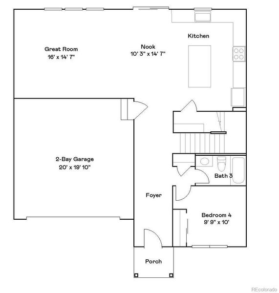 2D floor plan layout of this home in Ledge Rock: The Camden Collection, Johnstown, CO (Image 3). 2D floor plan layout of this home in Ledge Rock: The Camden Collection, Johnstown, CO (Image 3).