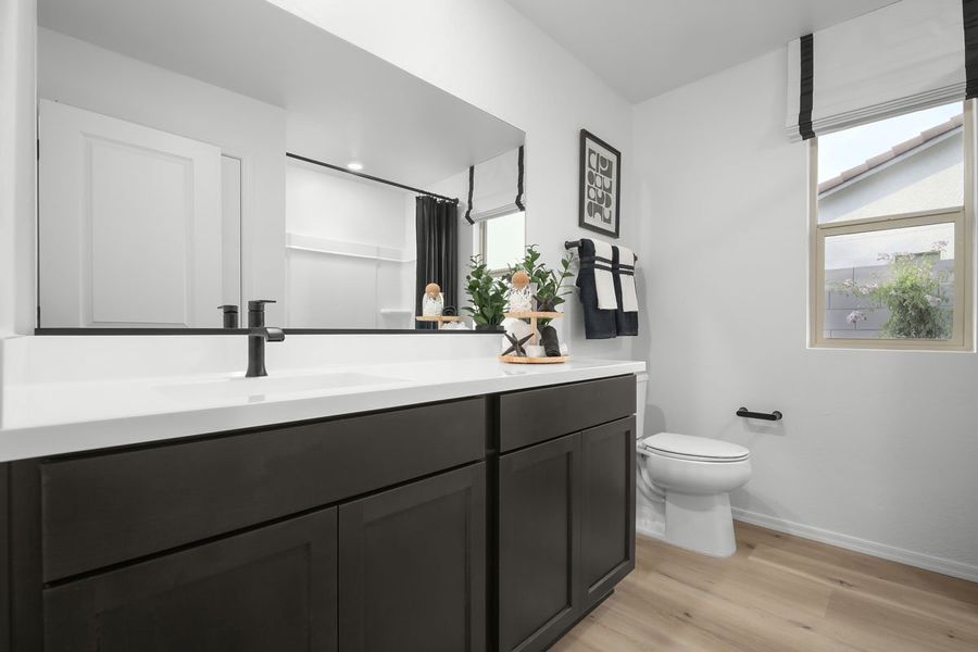 Dual-sink vanity at primary bath Dual-sink vanity at primary bath