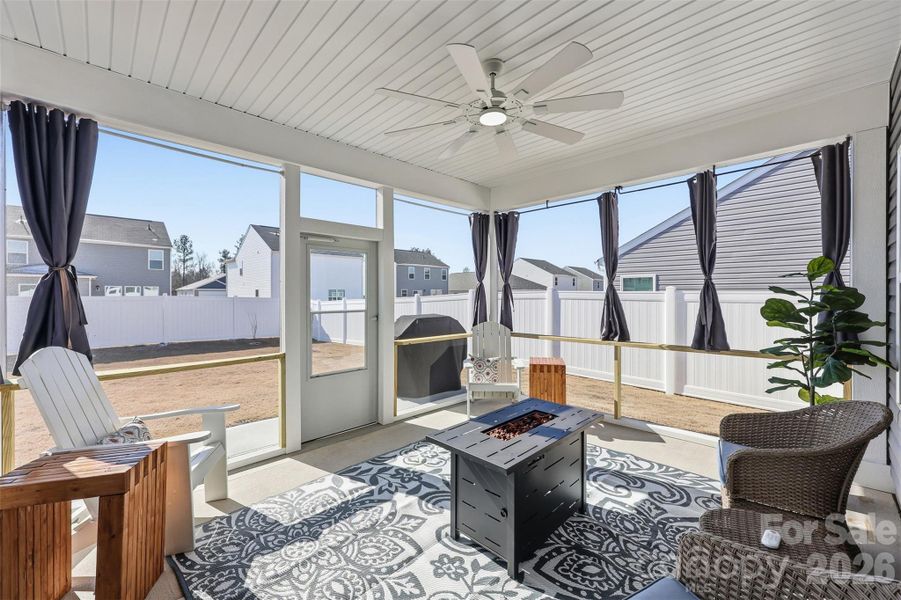 Screened-in porch- on extended cement patio upgrade added after purchase!