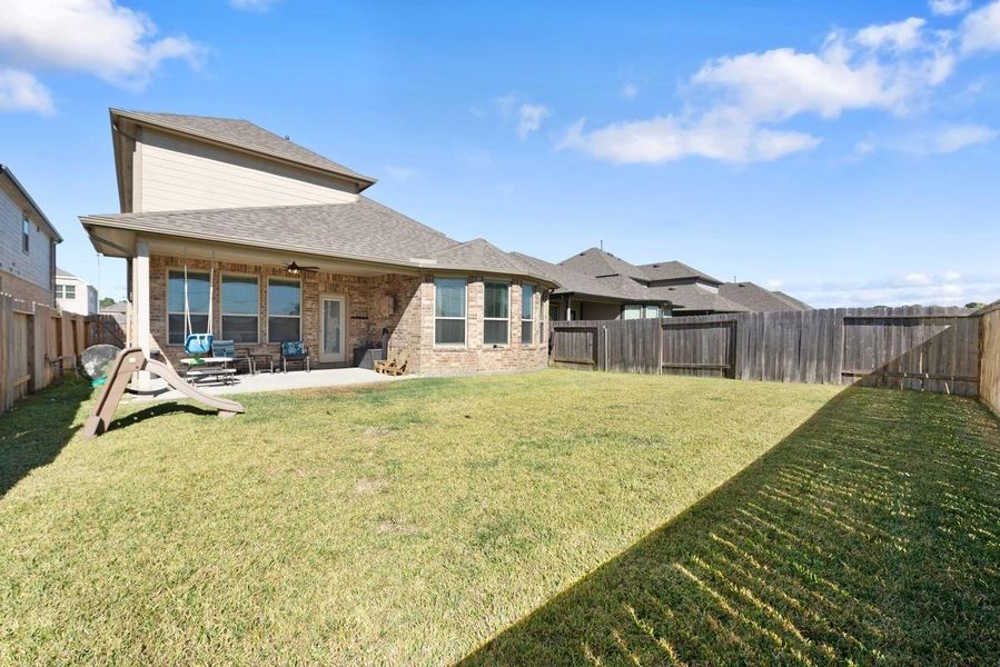 Lots of room in this backyard for pets and sports. No backyard neighbors yields privacy. Lots of room in this backyard for pets and sports. No backyard neighbors yields privacy.
