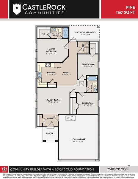 2D floor plan layout for the Pine by CastleRock Communities in Serenada, Brookshire, TX (Image 3).